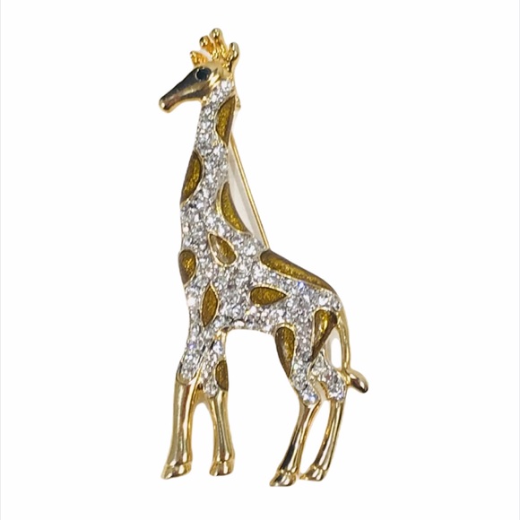 Giraffe with Rhinestones Pin, Gold Tone - Picture 5 of 5